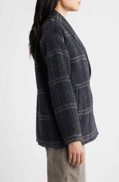 Eileen Fisher Shawl Collar Short Coat In Gray