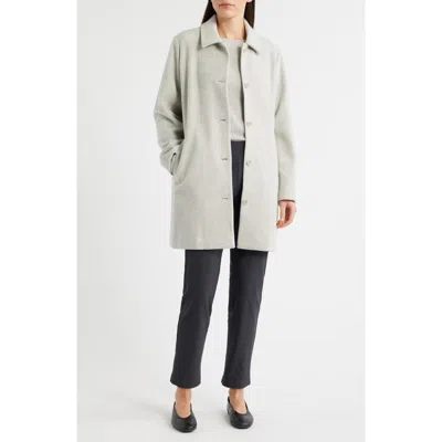 Eileen Fisher Soft Wool Herringbone Classic Collar Coat In Gray