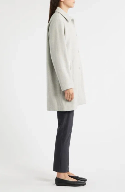 Eileen Fisher Soft Wool Herringbone Classic Collar Coat In Gray