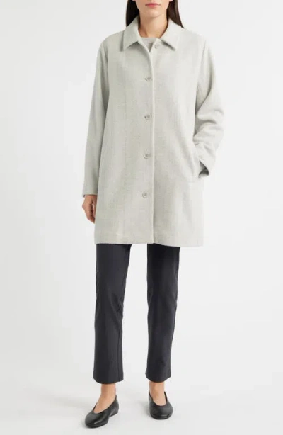 Eileen Fisher Soft Wool Herringbone Classic Collar Coat In Gray