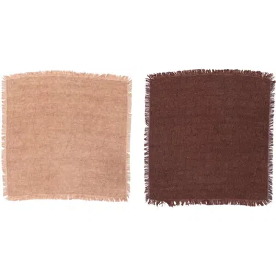 Storied Home Square Linen Napkins With Fringe, Set Of 4 In Multi