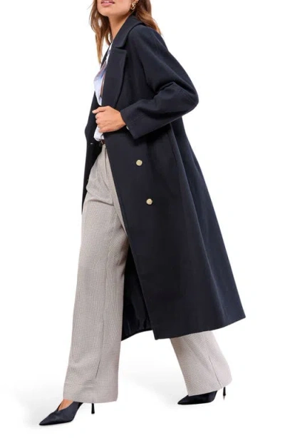 Lipsy Button Longline Coat In Blue