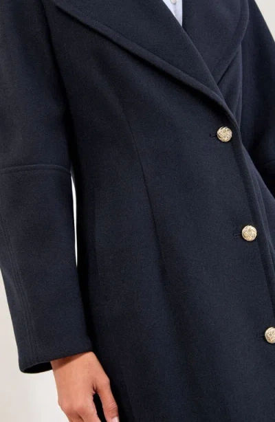 Lipsy Button Longline Coat In Blue