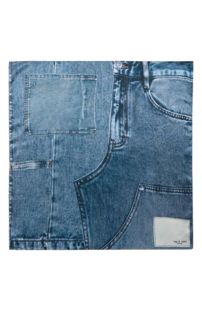 Rag & Bone Miramar Denim Print Silk Scarf In Blue