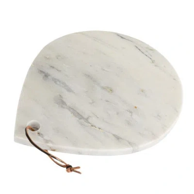Storied Home Mélange Marble Board With Handle In White