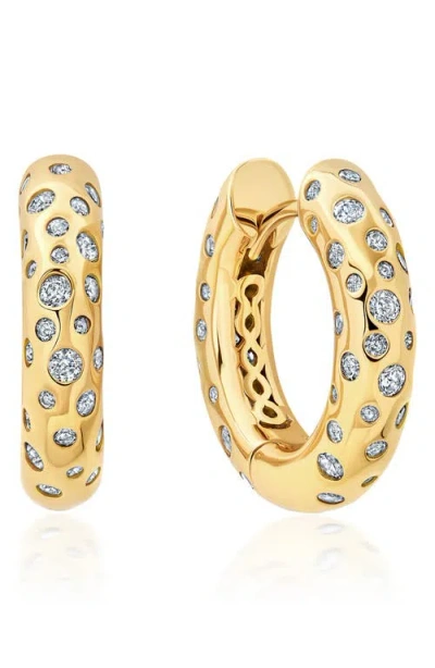 Crislu Cascade Cubic Zirconia Huggie Hoop Earrings In Gray