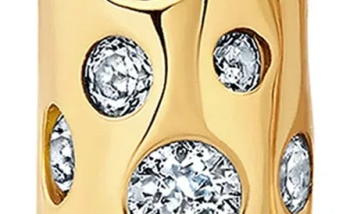 Crislu Cascade Cubic Zirconia Huggie Hoop Earrings In Gray