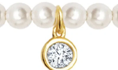 Crislu Shell Pearl & Cubic Zirconia Bezel Anklet In Gray