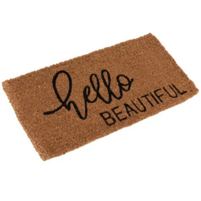 Storied Home Natural Coir Doormat With "hello Beautiful" Message In Brown