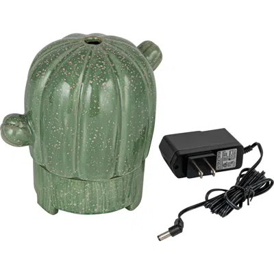 Storied Home Stoneware Cactus Oil Diffuser With Timer In Green