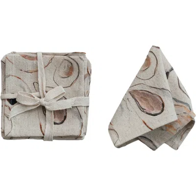 Storied Home Patterned Cotton And Linen Cocktail Napkins, Set Of 4 In Multi