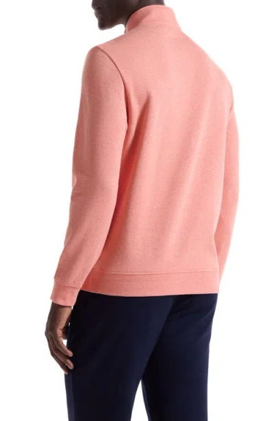 Bugatchi Chevron Quarter Zip Cotton Blend Pullover In Pink