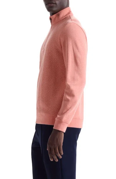 Bugatchi Chevron Quarter Zip Cotton Blend Pullover In Pink