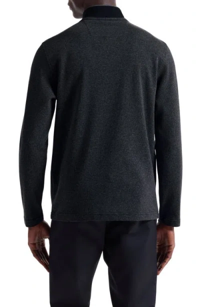 Bugatchi Quarter Zip Cotton Blend Piqué Pullover In Black