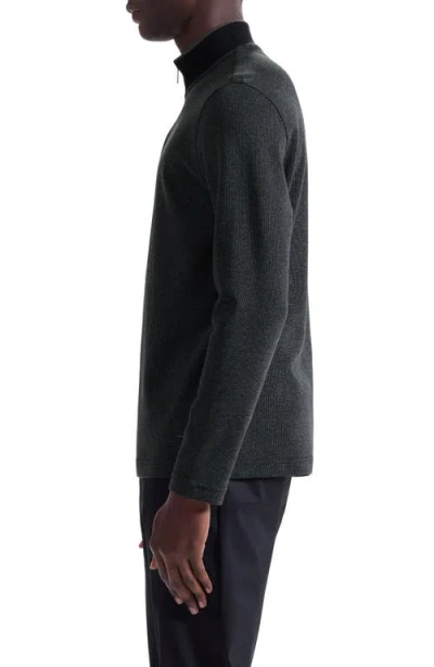 Bugatchi Quarter Zip Cotton Blend Piqué Pullover In Black