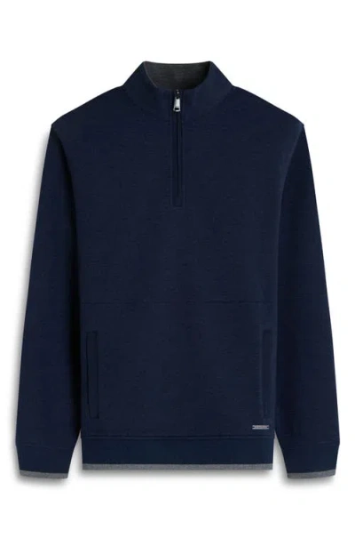 Bugatchi Heathered Quarter Zip Pullover In Blue