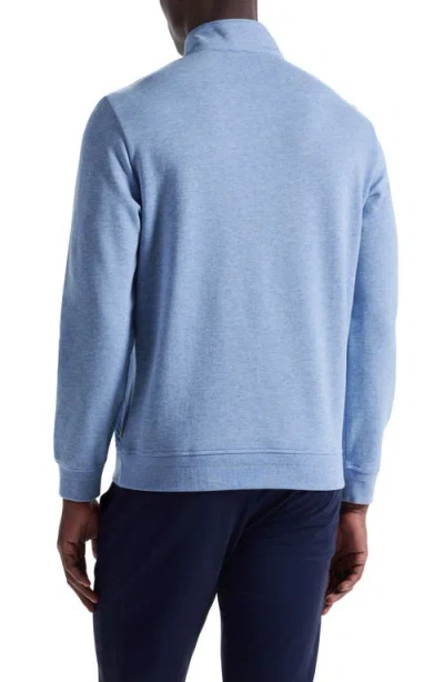 Bugatchi Chevron Quarter Zip Cotton Blend Pullover In Blue
