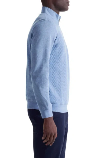 Bugatchi Chevron Quarter Zip Cotton Blend Pullover In Blue