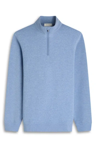 Bugatchi Chevron Quarter Zip Cotton Blend Pullover In Blue