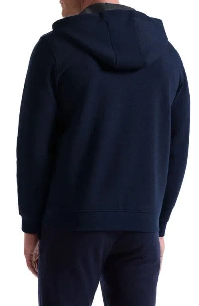 Bugatchi Piqué Zip-up Hoodie In Blue