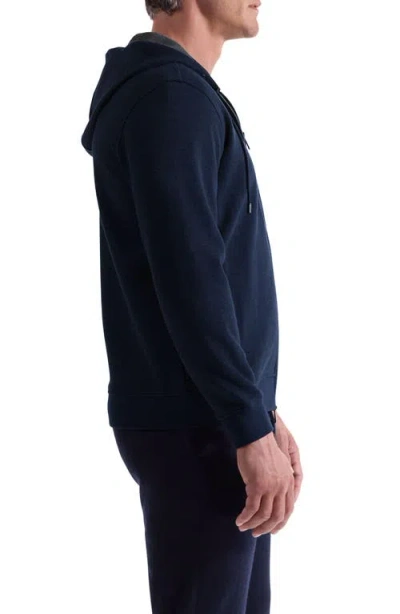 Bugatchi Piqué Zip-up Hoodie In Blue