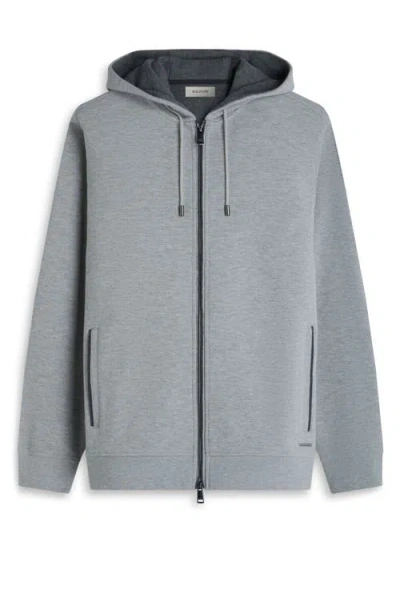 Bugatchi Piqué Zip-up Hoodie In Gray