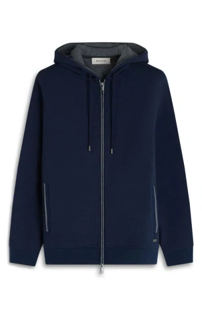 Bugatchi Piqué Zip-up Hoodie In Blue