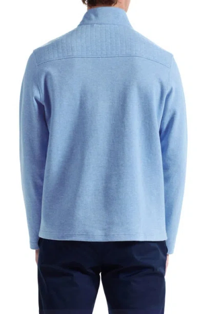 Bugatchi Waffle Quarter Zip Cotton Blend Pullover In Blue