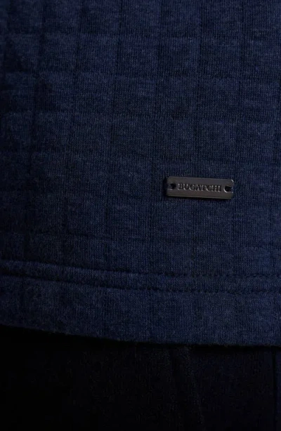 Bugatchi Waffle Quarter Zip Cotton Blend Pullover In Blue