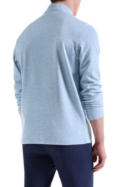 Bugatchi Houndstooth Patern Quarter Zip Top In Blue