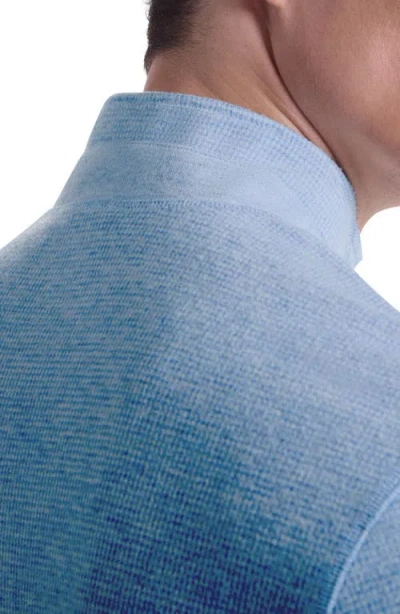 Bugatchi Houndstooth Patern Quarter Zip Top In Blue