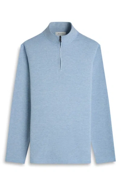 Bugatchi Houndstooth Patern Quarter Zip Top In Blue