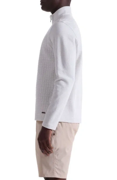 Bugatchi Waffle Quarter Zip Cotton Blend Pullover In Gray