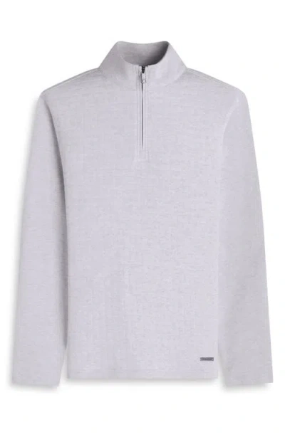 Bugatchi Waffle Quarter Zip Cotton Blend Pullover In Gray
