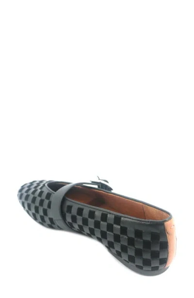 Gentle Souls Winifred Woven Mary Jane Flat In Black