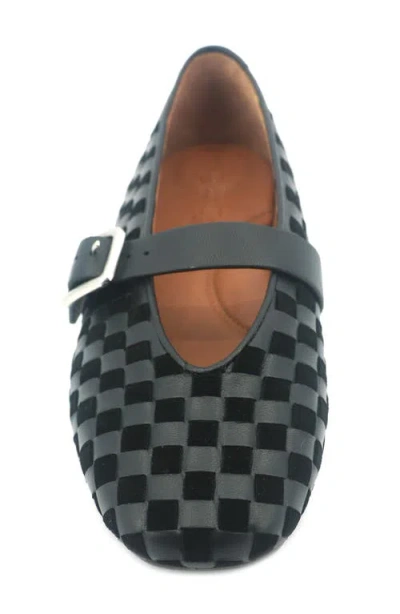 Gentle Souls Winifred Woven Mary Jane Flat In Black