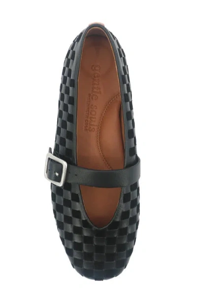 Gentle Souls Winifred Woven Mary Jane Flat In Black