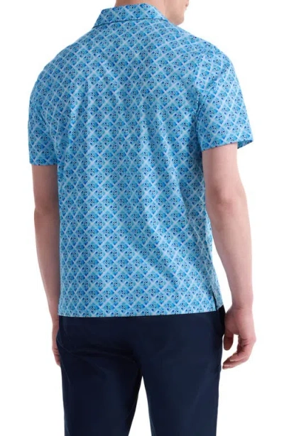 Bugatchi Hendrix Digital Floral Tile Print Pima Cotton Polo In Blue