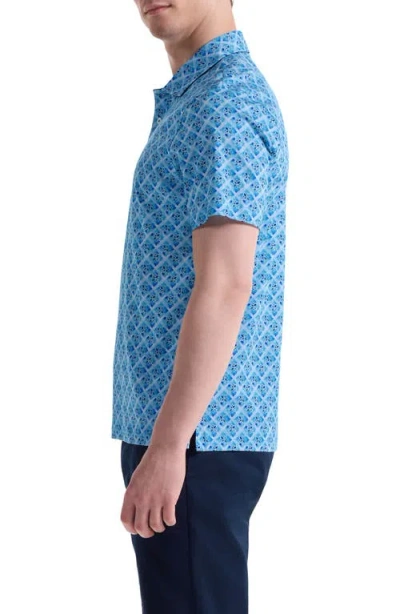 Bugatchi Hendrix Digital Floral Tile Print Pima Cotton Polo In Blue