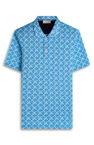 Bugatchi Hendrix Digital Floral Tile Print Pima Cotton Polo In Blue