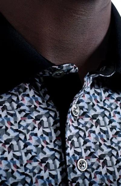 Bugatchi Vance Ooohcotton® Geo Print Polo In Gray