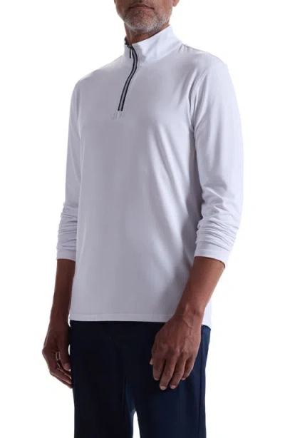 Bugatchi Solid Quarter Zip Pullover In White