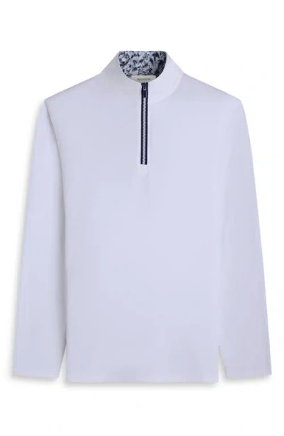 Bugatchi Solid Quarter Zip Pullover In White