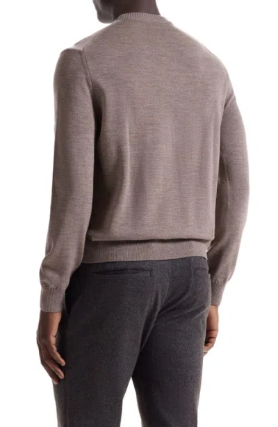 Bugatchi Geometric Pattern Merino Wool Crewneck Sweater In Brown