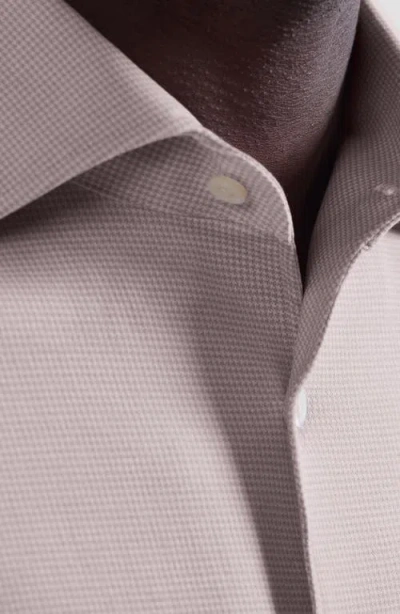 Bugatchi Devon Ooohcotton® Houndstooth Button-up Shirt In Pink
