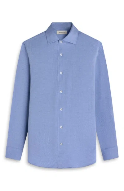 Bugatchi Devon Ooohcotton® Houndstooth Button-up Shirt In Blue