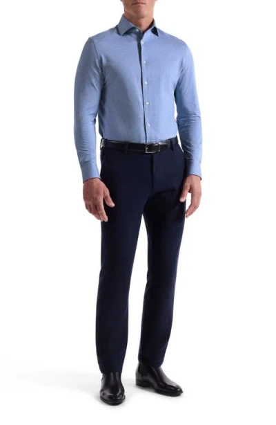 Bugatchi Devon Ooohcotton® Houndstooth Button-up Shirt In Blue