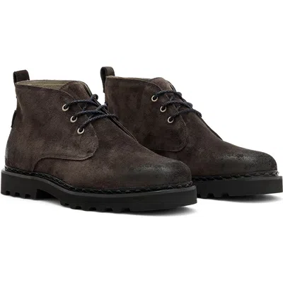 Allsaints Suede Skiff Lace-up Boots In Gold