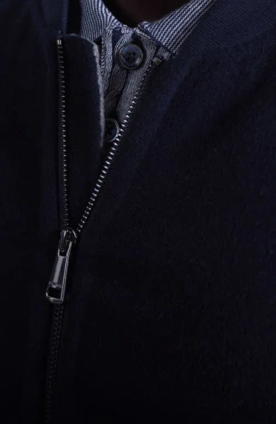 Bugatchi Brushed Wool Blend Bomber Jacket In Blue