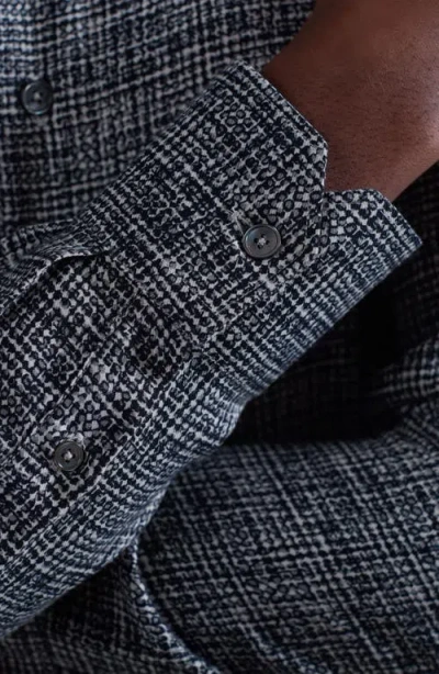 Bugatchi Julian Shaped Fit Pebble Print Ecovero™ Viscose Button-up Shirt In Black